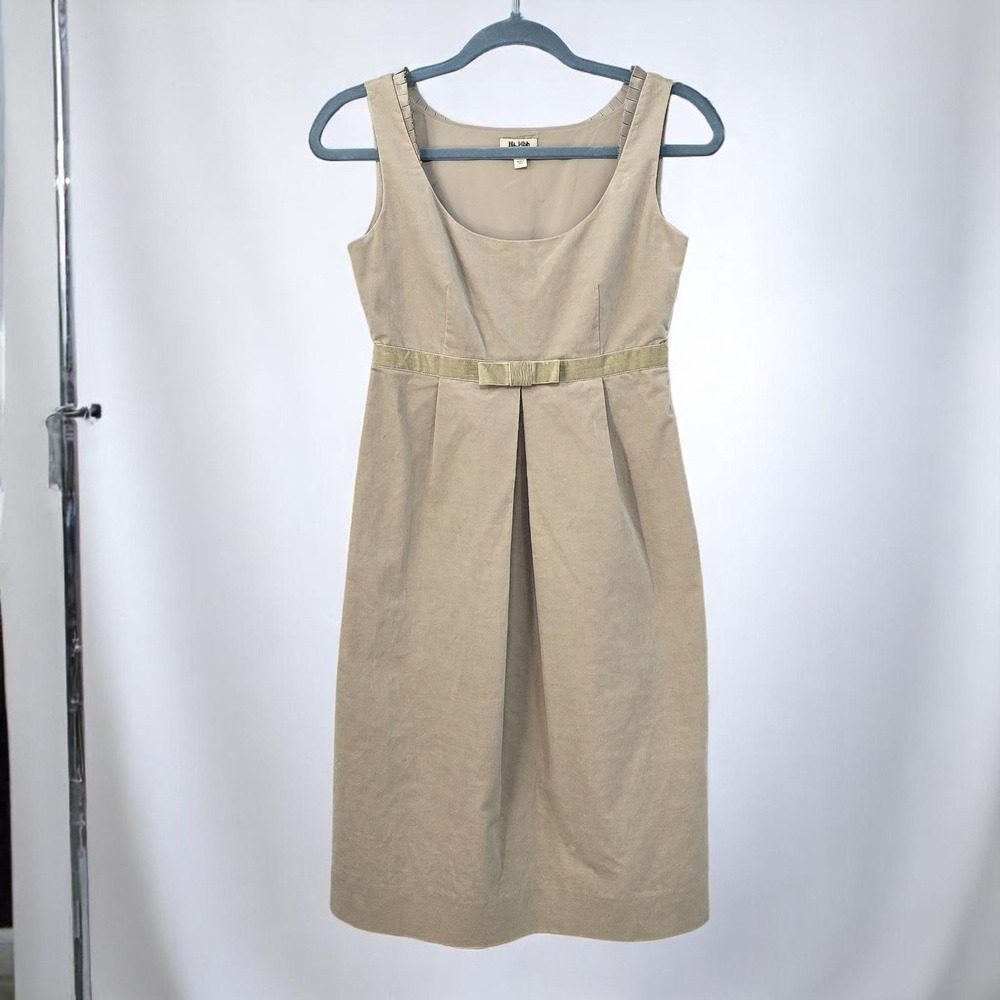 Tommy Hilfiger Sleeveless Dress Woman Size 0 Beige Pleated Empire Waist Babydoll
